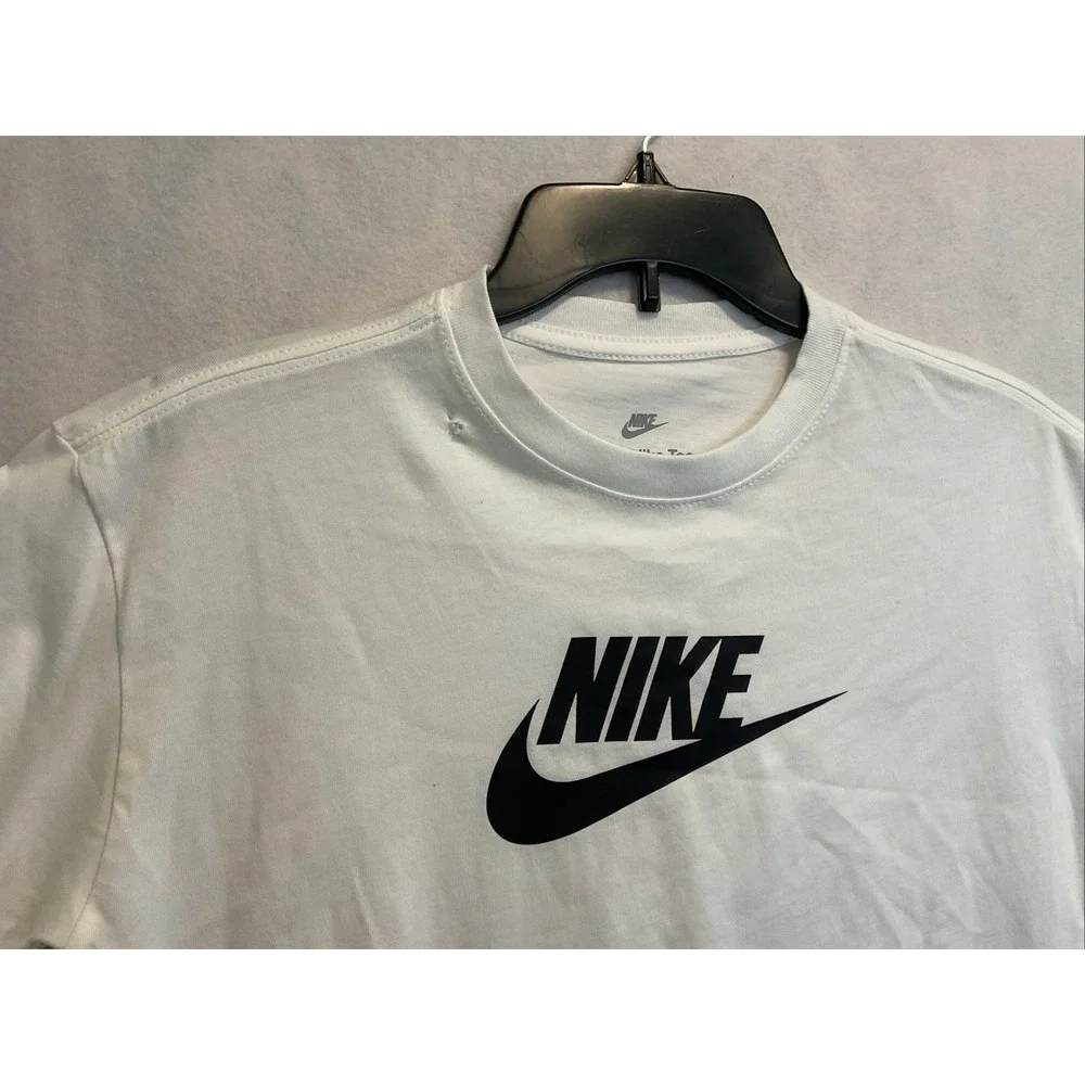 Nike Women's ESSENTIAL CROPPED LOGO Swoosh T-SHIRT Top WHITE L BV6175 100 NEW‎